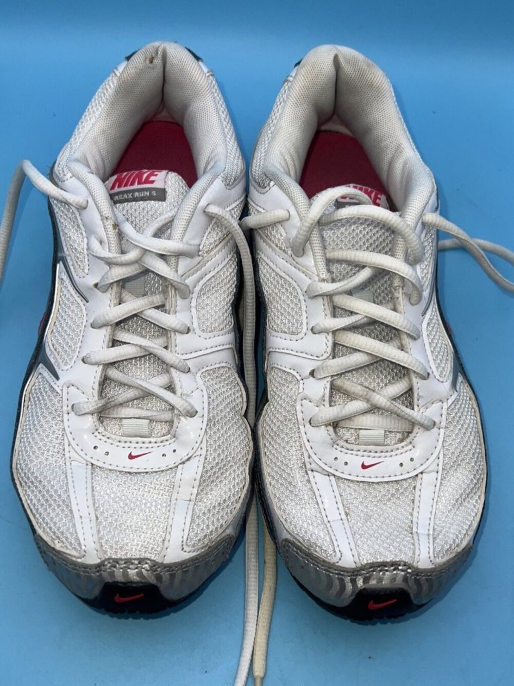 Nike Womens Reax Run 5 407987-116 White Lace Up Low Top Running Shoes Size 8